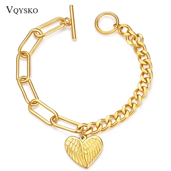 Summer Love Angel Wings Charm Bracelets for Women Stainless Steel Heart Rose Gold Color Chain Bracelet Woman Jewelry Wholesale
Summer Love Angel Wings Charm Bracelets for Women Stainless Steel Heart Rose Gold Color Chain Bracelet Woman Jewelry Wholesale