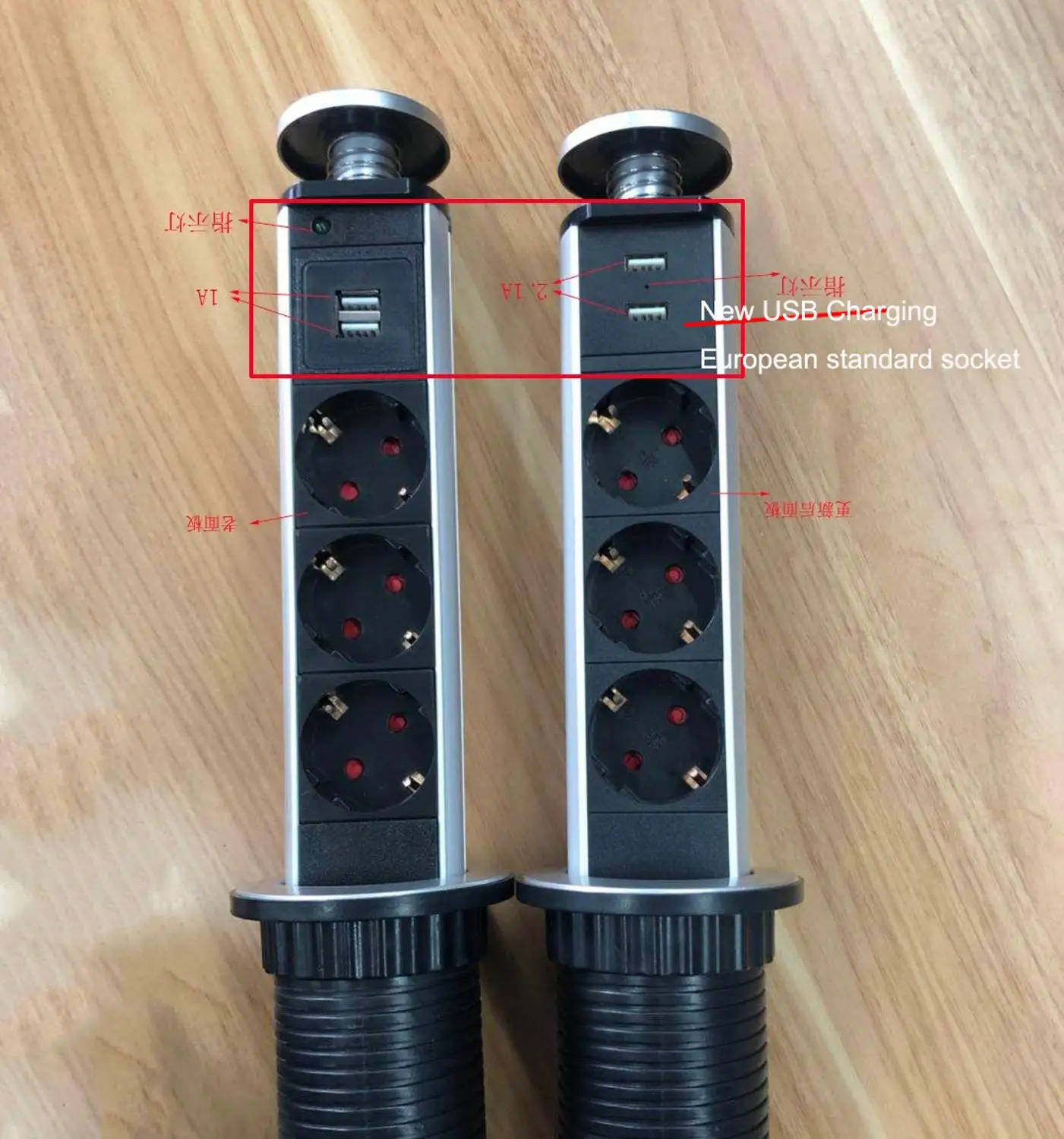 Hot Sell Aluminium Alloy Shell Tensile Type USB Charging EU Desktop Socket with Indicator Socket Kitchen Socket US/ EU /UK Plug
Hot Sell Aluminium Alloy Shell Tensile Type USB Charging EU Desktop Socket with Indicator Socket Kitchen Socket US/ EU /UK Plug