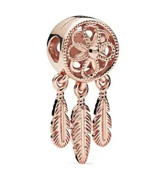 

Authentic 925 Sterling Silver Charm Rose Gold Spiritual Dreamcatcher Bead Fit Women Pandora Bracelet & Necklace DIY Jewelry