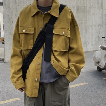 2019 Men's Solid Color Outerwear Youth Streetwear Bomber Jacket Male Fashion Trend Work Clothes Loose Lapel Collar Coats M-2XL
2019 Men's Solid Color Outerwear Youth Streetwear Bomber Jacket Male Fashion Trend Work Clothes Loose Lapel Collar Coats M-2XL