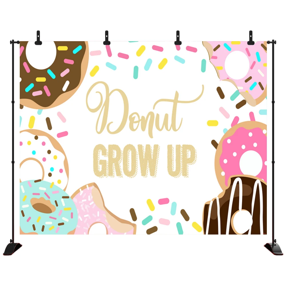 

Photography Backdrops Cartoon Donut Grow Up Ice Cream Cake Chocolate Birthday Party Customized Banner Baby Kid Photo Background
