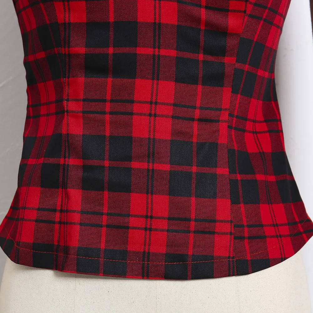 Летняя женская винтажная рубашка 50s топ Красного размера плюс ретро