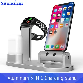 

3 in 1 Charger Dock Station Phone Holder For Apple Watch Stand Aluminum Charging Stand For iPhone x/8P/7S/6SP/5SE for Airpods