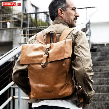 Men's Backpack Leather Casual Large-capacity Backpacks Top Layer Leather Travel Trendy Bag Business Computer Bags 
Men's Backpack Leather Casual Large-capacity Backpacks Top Layer Leather Travel Trendy Bag Business Computer Bags