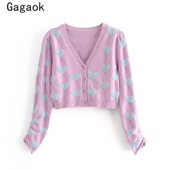 Gagaok Women Fashion Sweet Knitted Sweater 2020 Spring Autumn New V Neck Full Heart Soft Sweaters Short Outwear Korean Cardigans
Gagaok Women Fashion Sweet Knitted Sweater 2020 Spring Autumn New V Neck Full Heart Soft Sweaters Short Outwear Korean Cardigans