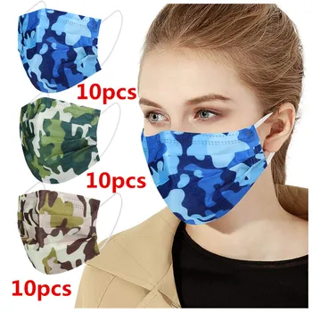 30PCS Adult's Mask Camouflage Printed Disposable Face Mask 3Ply Ear Loop Face Cover face shield Masque maseczki ochronne
30PCS Adult's Mask Camouflage Printed Disposable Face Mask 3Ply Ear Loop Face Cover face shield Masque maseczki ochronne