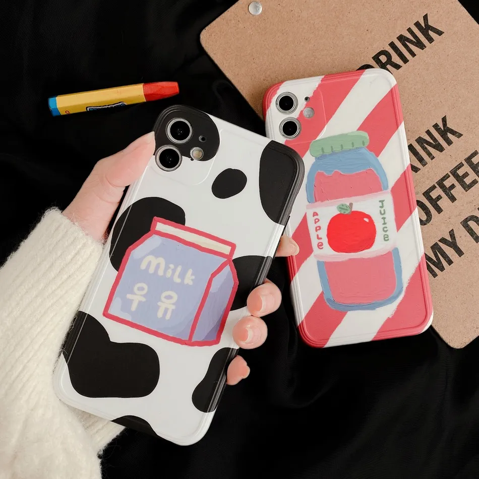 For iPhone 11 Pro XS Max XR X Fashion Milk apple juice Pattern Phone Case For iPhone SE 8 7 Plus Soft TPU Shockproof Back Cover
For iPhone 11 Pro XS Max XR X Fashion Milk apple juice Pattern Phone Case For iPhone SE 8 7 Plus Soft TPU Shockproof Back Cover