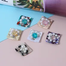 

6pcs/lot Retro Pearl Mask acetic acid square quadrilateral pendant DIY jewelry accessories earrings earrings pendant materials