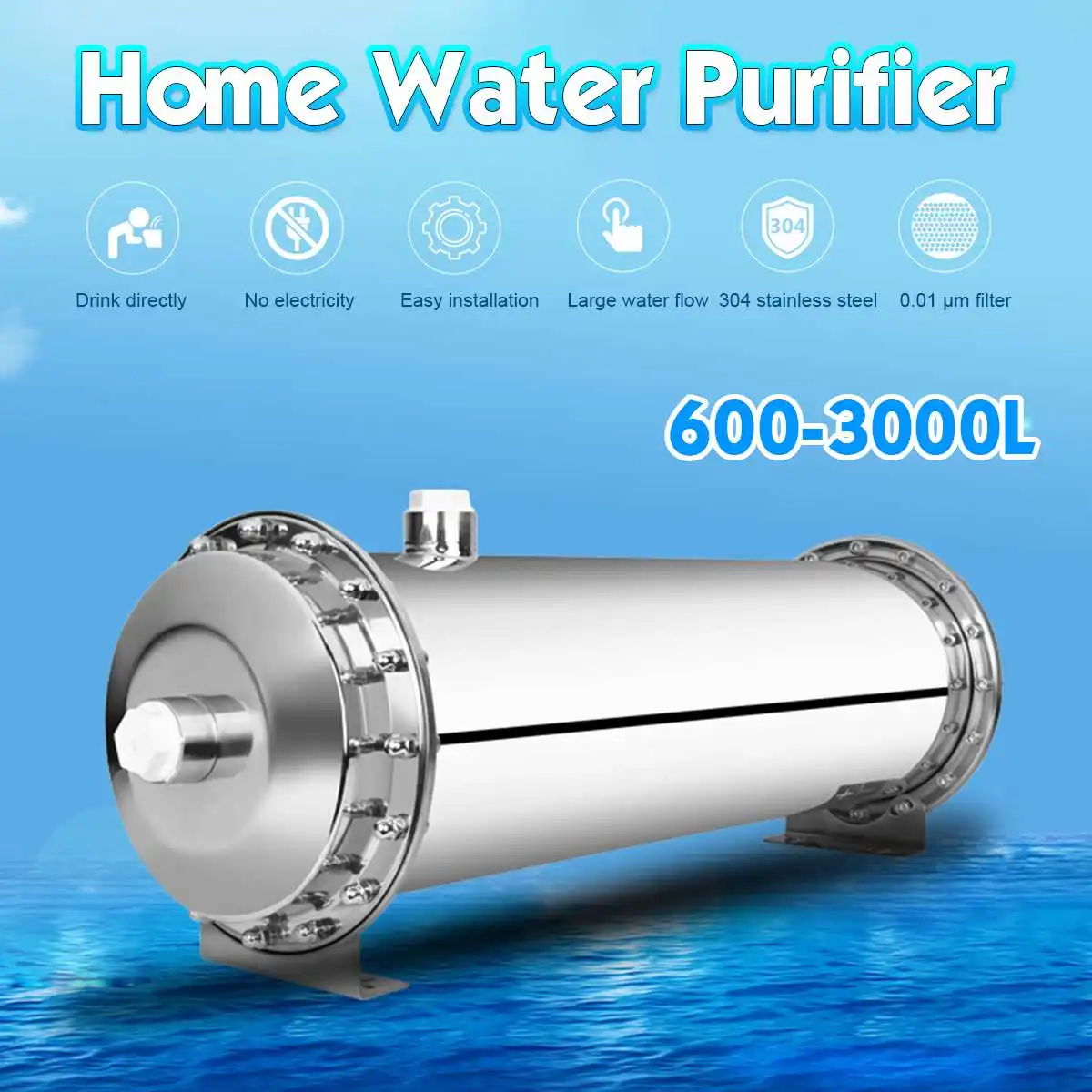304 Stainless-Steel Filtration System Water Purifier Large Water Flow Faucet Water Filter 304 Stainless-Steel Filtration System Water Purifier Large Water Flow Faucet Water Filter