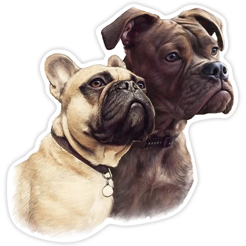 

S40244# Various Sizes PVC Decal French Bulldog Couple Car Sticker Waterproof on Bumper Rear Window Laptop Refrigerator Toilet