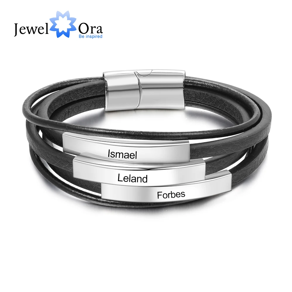 Мужской браслет из нержавеющей стали JewelOra, многослойный кожаный браслет с бесплатной гравировкой, ювелирные изделия для подарка
Мужской браслет из нержавеющей стали JewelOra, многослойный кожаный браслет с бесплатной гравировкой, ювелирные изделия для подарка