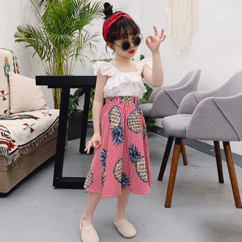 Summer girls 2 pcs set baby strap blouse + skirt kids suit children set flying sleeve striped pineapple 2 to 7 yrs
Summer girls 2 pcs set baby strap blouse + skirt kids suit children set flying sleeve striped pineapple 2 to 7 yrs