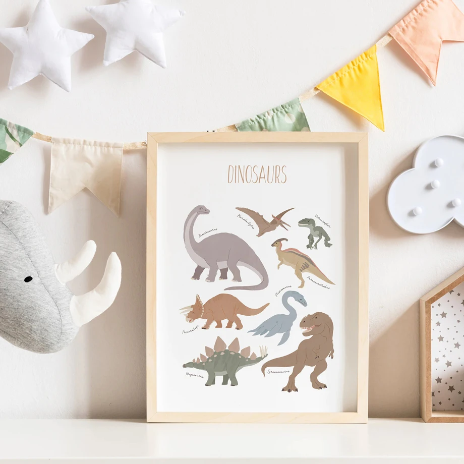 

Educate Alphabet Dinosaur Ocean Animals Weather Wall Art Print Canvas Painting Nordic Poster Wall Pictures Baby Kids Room Decor