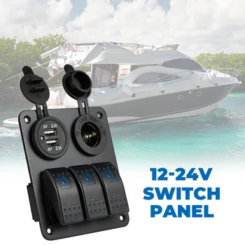 KEMIMOTO Boat Switch Panel 3 Gang Marine Boat Rocker Switch Panel With two fuse holders+ Cigarette LiTwo USB ports
KEMIMOTO Boat Switch Panel 3 Gang Marine Boat Rocker Switch Panel With two fuse holders+ Cigarette LiTwo USB ports