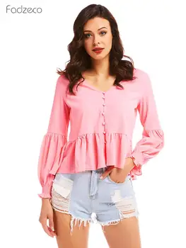 FADZECO 2019 Autumn New Fashion Solid Color Women Sexy V-neck Chiffon Pink Shirt Female Tops Long Sleeve Shirts
FADZECO 2019 Autumn New Fashion Solid Color Women Sexy V-neck Chiffon Pink Shirt Female Tops Long Sleeve Shirts