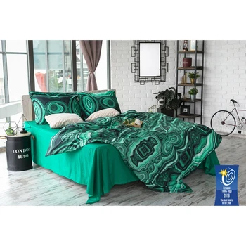 

Bed linen "Ethel" Malachite, euro, 205 × 225 cm, 240 × 260 cm, 70 × 70 (+5) cm., 2 pcs., 100% cotton, percale