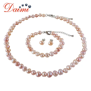 DAIMI 8-9mm Baroque Pearl Jewelry Sets 925 sterling silver Pearl Sets Necklace/Earrings/Bracelet For Women
DAIMI 8-9mm Baroque Pearl Jewelry Sets 925 sterling silver Pearl Sets Necklace/Earrings/Bracelet For Women