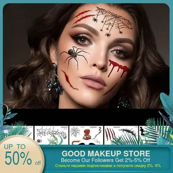 Halloween Face Makeup And Terror Spider And Scar Mask Design Environmentally Water Transfer Paper Fake Temporary Tattoo Sticker
Halloween Face Makeup And Terror Spider And Scar Mask Design Environmentally Water Transfer Paper Fake Temporary Tattoo Sticker