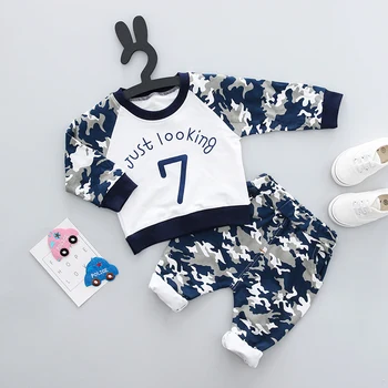 

HYLKIDHUOSE Spring Infant Clothes Sets Baby Girls Boys Suits Camouflage Color Cotton T Shirt+Pants Casual Children Kids Suits