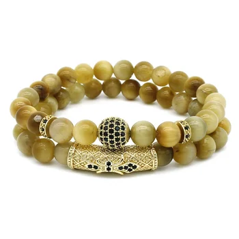 Natural Golden Tiger Eye Stone 8mm Round Beads Copper Beads Zircon Strand Bracelet Suit Men and Women Wholesale TR540 
Natural Golden Tiger Eye Stone 8mm Round Beads Copper Beads Zircon Strand Bracelet Suit Men and Women Wholesale TR540