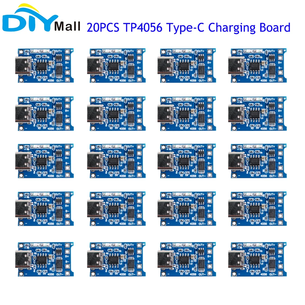 20PCS Type-C 5V 1A 18650 TP4056 Lithium Battery Charger Module Charging Board With Protection Dual Functions 1A Li-ion good
20PCS Type-C 5V 1A 18650 TP4056 Lithium Battery Charger Module Charging Board With Protection Dual Functions 1A Li-ion good