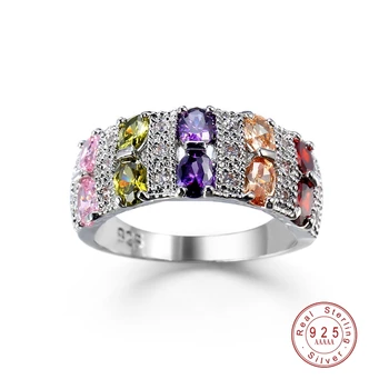 Authentic Pure Silver Color Band Promise Rings For Women Wedding Engagement Colorful Sparkling CZ Cubic Zircon Bague Bijoux
Authentic Pure Silver Color Band Promise Rings For Women Wedding Engagement Colorful Sparkling CZ Cubic Zircon Bague Bijoux