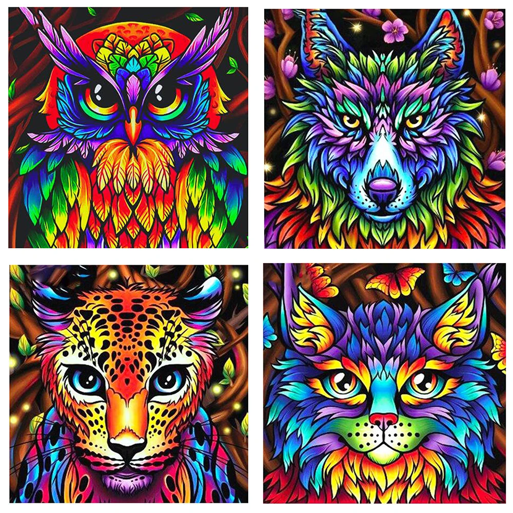 Фото kexinzu 5D Diamond Painting Animal Art Full Drill New Arrival -Owl cat leopard- Cross Stitch Sale Home Decoration | Дом и сад