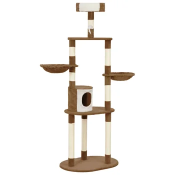 Cat Tree with Sisal Scratching Posts Brown 180 cm Feature-packed Cat Tree Cats' Play Center Cat Gym for Multi-Cats Polyester
Cat Tree with Sisal Scratching Posts Brown 180 cm Feature-packed Cat Tree Cats' Play Center Cat Gym for Multi-Cats Polyester