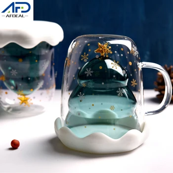 250ML Christmas Tree Glass Cup Transparent Coffee Mug Anti Scald Double Wall Glass Coffee Milk Tea Cups with Lid Birthday Gift
250ML Christmas Tree Glass Cup Transparent Coffee Mug Anti Scald Double Wall Glass Coffee Milk Tea Cups with Lid Birthday Gift