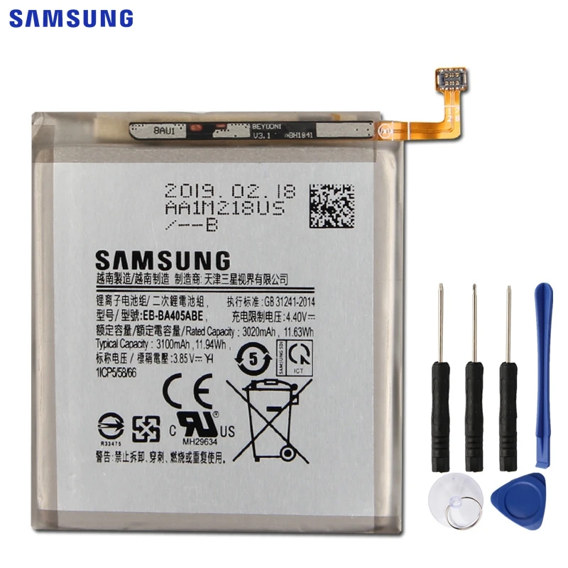 Оригинальный сменный аккумулятор SAMSUNG EB-BA405ABE для Samsung GALAXY A40 A405F EB-BA405ABU телефона 3100