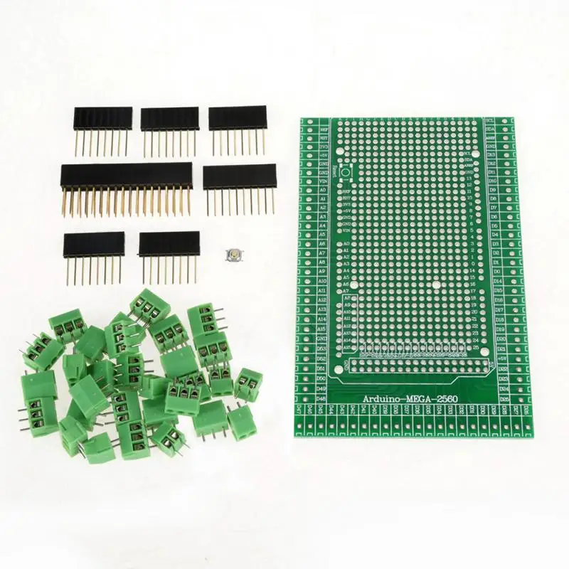 Screw Terminal Block Shield Board Kit Contains Prototype PCB, Terminal Blocks, Female Header Sockets
Screw Terminal Block Shield Board Kit Contains Prototype PCB, Terminal Blocks, Female Header Sockets