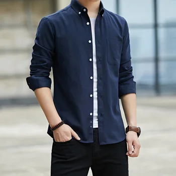 Spring Men's Slim Solid Shirts Oxford Fabric Long Sleeve Full Button Casual Shirts Comfy Male Clothing for Autumn Oversized
Spring Men's Slim Solid Shirts Oxford Fabric Long Sleeve Full Button Casual Shirts Comfy Male Clothing for Autumn Oversized