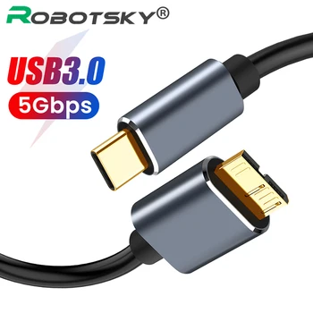 

USB Type C To Micro B 3.0 Cable 5Gbps 3A Fast Data Sync Cord Adapter Mobile Hard Drive Data Cable For Macbook Hard Drive Type-C