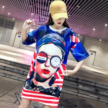2019 Europe Loose Character Print Blue T-Shirts Short Sleeve Long Tees Fashion Streetwear Spring Summer Casual Tops T-Shirt
2019 Europe Loose Character Print Blue T-Shirts Short Sleeve Long Tees Fashion Streetwear Spring Summer Casual Tops T-Shirt