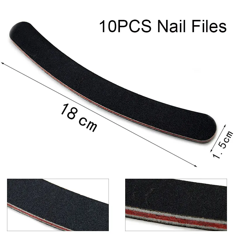 

10PCS Nail Files 100/180 Professional UV Gel Nail Polish Sanding File Nail Sandpaper Files Manicure Care Tools Nails Accessories