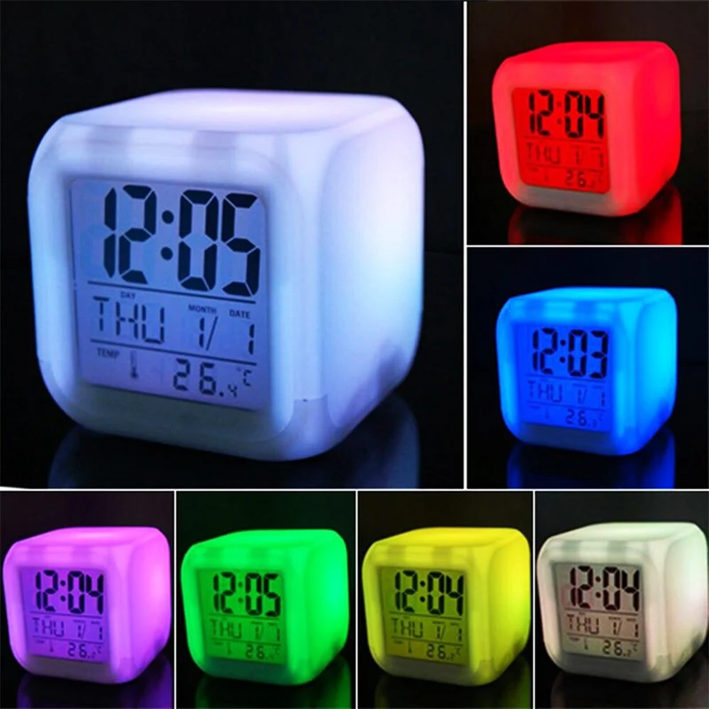 7 Color Glowing LED Change Digital Alarm Clock Thermometer Time Night Glowing Cube Clock Night Light Desk Multi-Functional
7 Color Glowing LED Change Digital Alarm Clock Thermometer Time Night Glowing Cube Clock Night Light Desk Multi-Functional