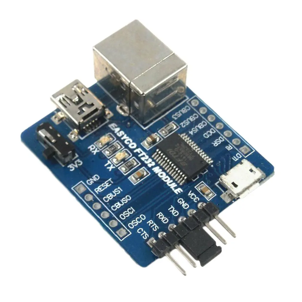 3-in-1 FT232RL USB to serial port module B type / MINI / micro three interface to UART 
3-in-1 FT232RL USB to serial port module B type / MINI / micro three interface to UART