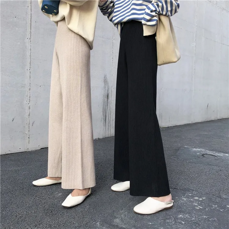 2019 Women Retro Elastic High Waist Wide Leg Knitted Pants 2019 Autumn Winter Casual Loose Trousers Solid Pants
2019 Women Retro Elastic High Waist Wide Leg Knitted Pants 2019 Autumn Winter Casual Loose Trousers Solid Pants