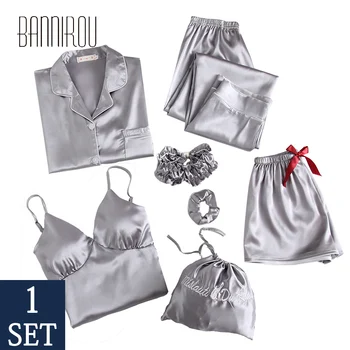 BANNIROU Woman Sleepwear Winter 7 Piece Sets Solid Silk Comfortable Homewear Soft Breathable Casual Pajamas Hot Sale 2020 New
BANNIROU Woman Sleepwear Winter 7 Piece Sets Solid Silk Comfortable Homewear Soft Breathable Casual Pajamas Hot Sale 2020 New