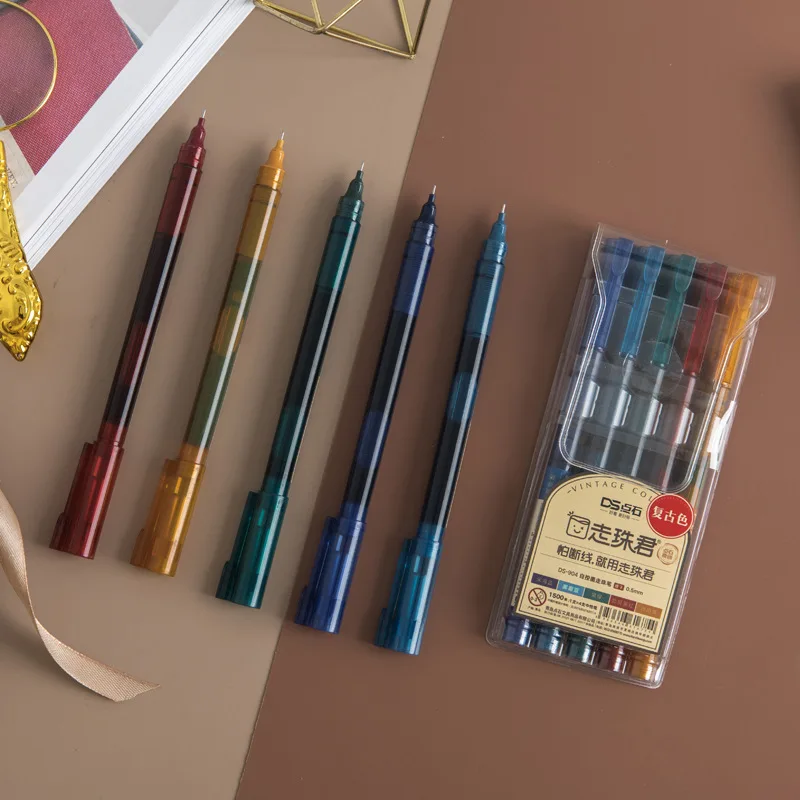 5 Pcs/Set Retro Color Gel Pen Straight Liquid Neutral Pen Multicolor Ink Pen For Kids Gifts School Office Writing Stationery
5 Pcs/Set Retro Color Gel Pen Straight Liquid Neutral Pen Multicolor Ink Pen For Kids Gifts School Office Writing Stationery