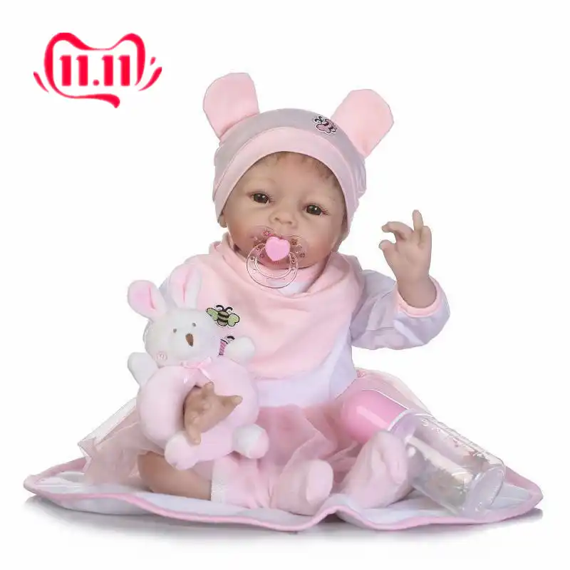 baby dolls 2 pcs 22 boy girl soft silicone bebe newborn toys