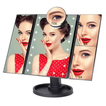 22 Light LED Touch Screen Makeup Mirror Table Desktop 1X/2X/3X/10X Magnifying Mirrors Vanity 3 Folding Adjustable Pocket Mirror
22 Light LED Touch Screen Makeup Mirror Table Desktop 1X/2X/3X/10X Magnifying Mirrors Vanity 3 Folding Adjustable Pocket Mirror