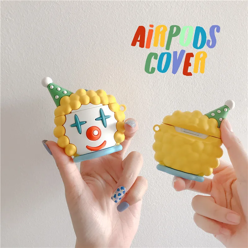 Headphone Case 3D Cute Clown Cartoon Silicone Wireless Earphone Case For Apple Airpods 1 2 Case Cover Accessories with Keychain
Headphone Case 3D Cute Clown Cartoon Silicone Wireless Earphone Case For Apple Airpods 1 2 Case Cover Accessories with Keychain