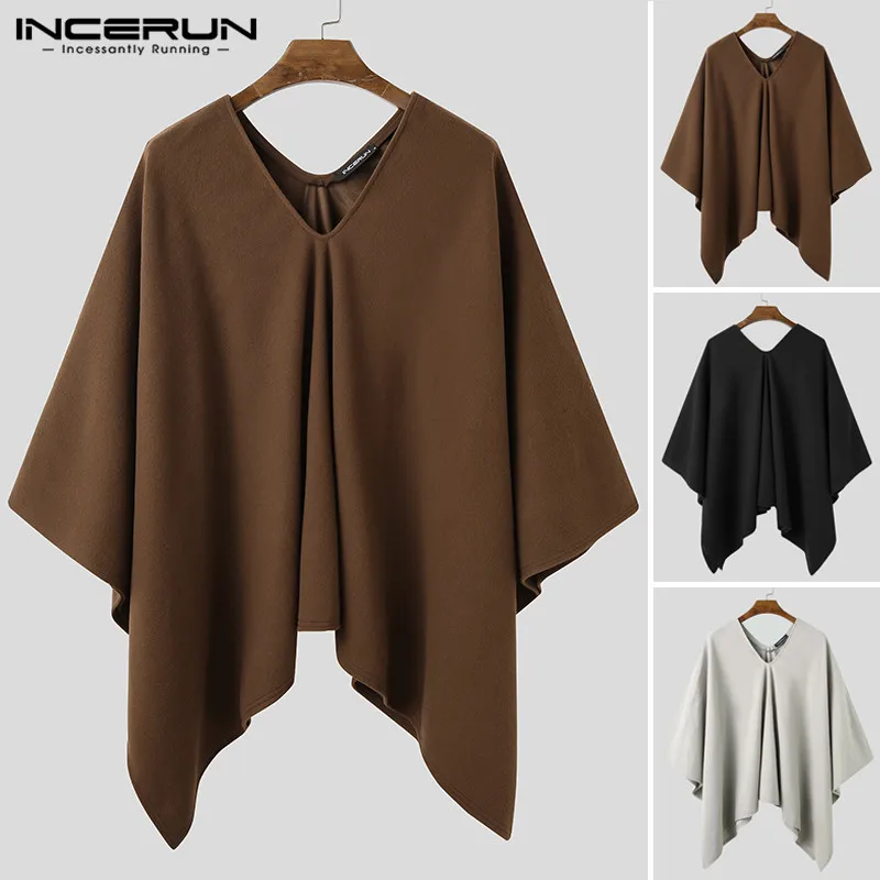 Men Long Sleeve V Neck Cloak Coats INCERUN Solid Color Irregular Trenc Men Loose Faux Fleece Ponchos Streetwear Pullovers S-5XL
Men Long Sleeve V Neck Cloak Coats INCERUN Solid Color Irregular Trenc Men Loose Faux Fleece Ponchos Streetwear Pullovers S-5XL