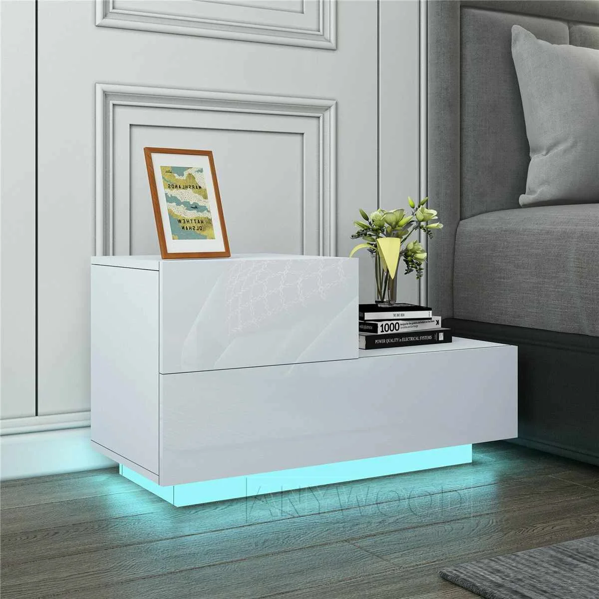 Black/White Home Furniture Modern Frame Wood Luxury LED Nightstand Beside Table High Gloss With 2 Drawer
Black/White Home Furniture Modern Frame Wood Luxury LED Nightstand Beside Table High Gloss With 2 Drawer