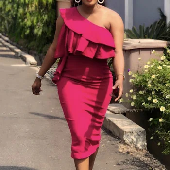 Sexy Ruffle Collar Women Party Dress 2020 Summer One Shoulder Female Midi Dresses Robe Dinner Club Femme Vestiodos African
Sexy Ruffle Collar Women Party Dress 2020 Summer One Shoulder Female Midi Dresses Robe Dinner Club Femme Vestiodos African