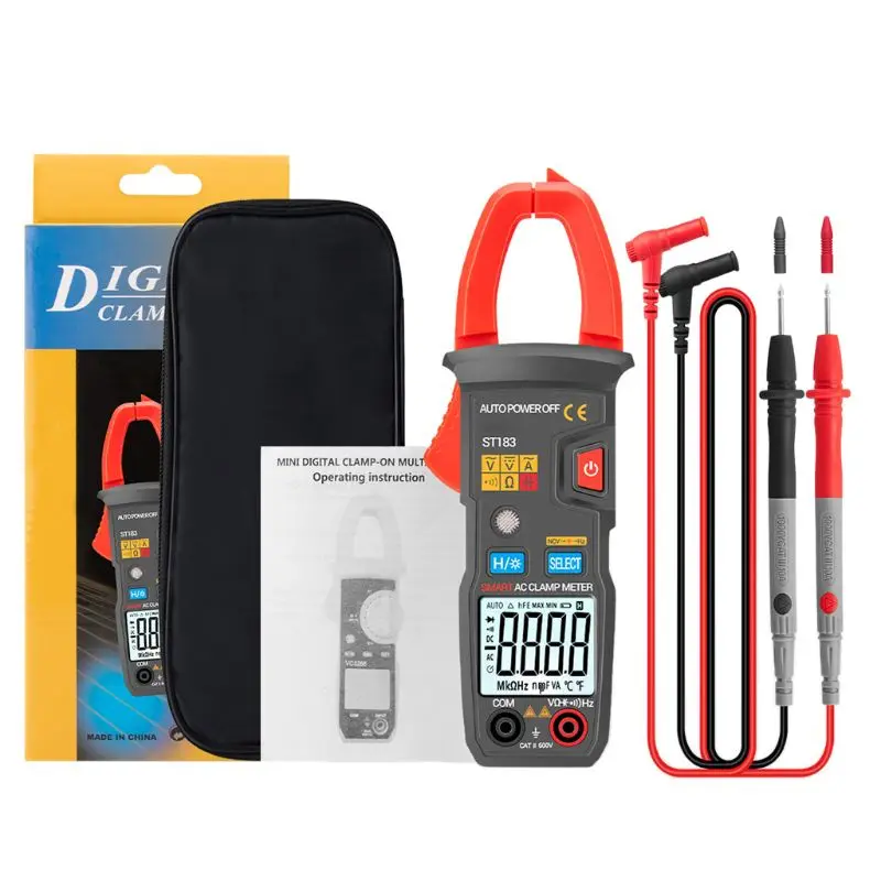 ST183 Digital Clamp Meter AC Current 6000 Counts Multimeter DC/AC Voltage Tester Hz Resistance Capacitance NCV Ohm Test
ST183 Digital Clamp Meter AC Current 6000 Counts Multimeter DC/AC Voltage Tester Hz Resistance Capacitance NCV Ohm Test