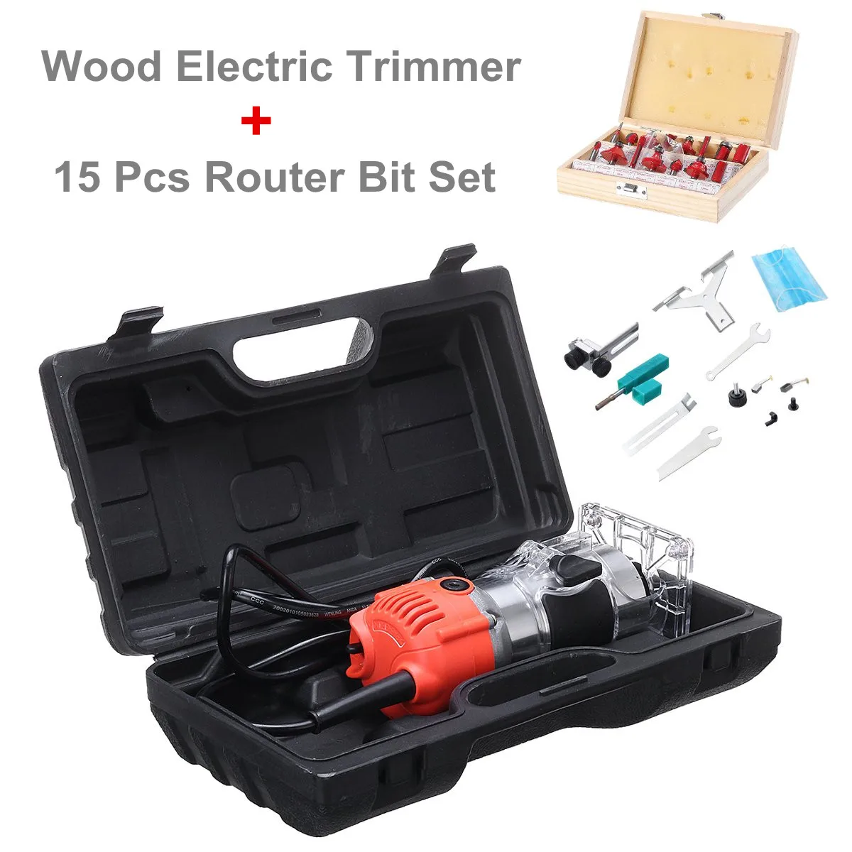 580W 1/4'' Aluminum Electric Hand Trimmer Wood Laminator Router Tool Set for Woodworking Tools With 15 Pcs Router Bit Set 220V
580W 1/4'' Aluminum Electric Hand Trimmer Wood Laminator Router Tool Set for Woodworking Tools With 15 Pcs Router Bit Set 220V