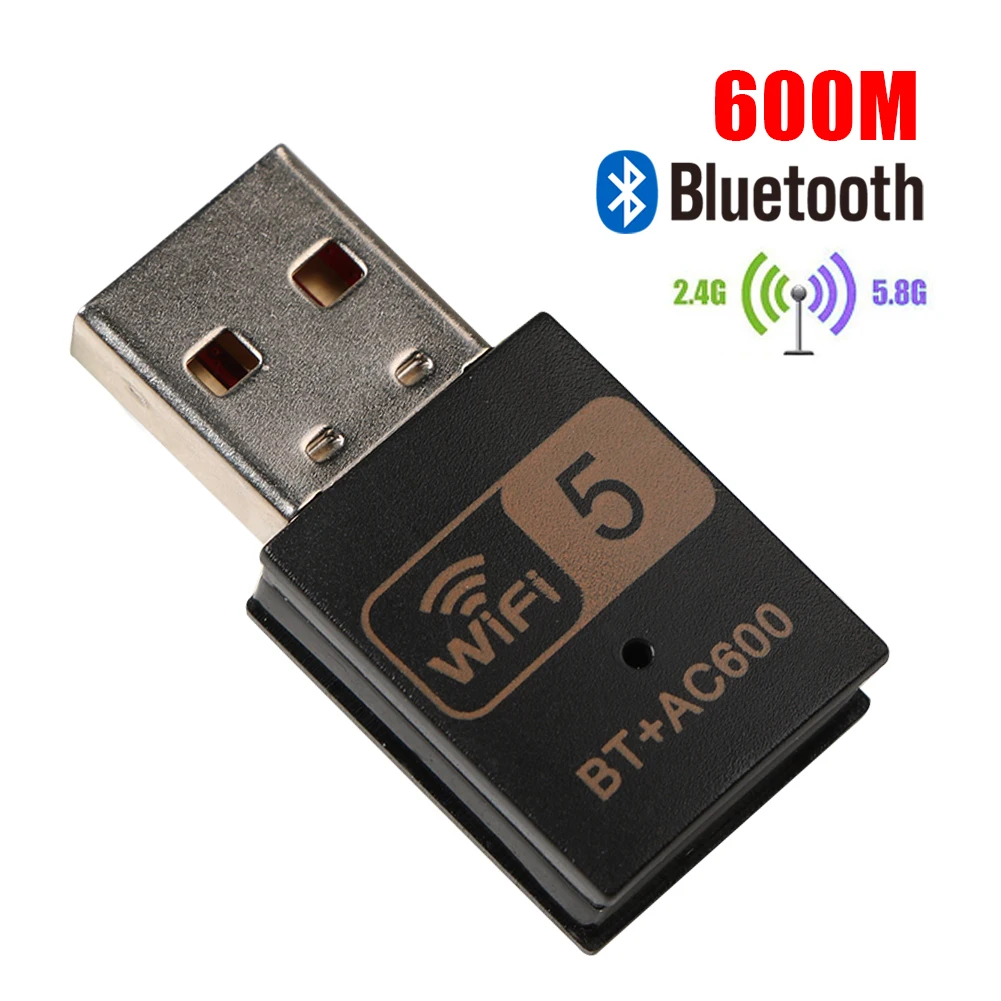 600Mbps USB Bluetooth-compatible Adapter 2-in-1 Dual Band 2.4/5Ghz Wireless External WiFi Receiver Dongle for PC/Desktop | Компьютеры и