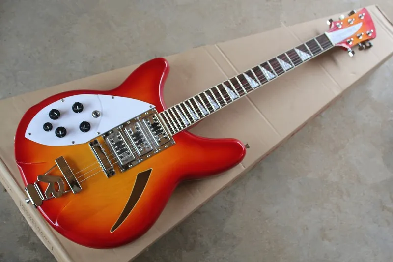 Factory Custom Semi-Hollow Cherry red Left Handed Electric Guitar with White Pickguard Chrome Hardwares Rick 01
Factory Custom Semi-Hollow Cherry red Left Handed Electric Guitar with White Pickguard Chrome Hardwares Rick 01